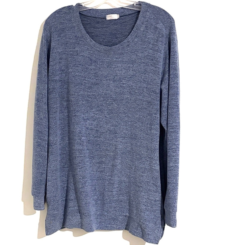 LOCRYZ Sz 2XL Soft Lagenlook Blue Long Sleeve Women Top w/pockets Great Stretch!